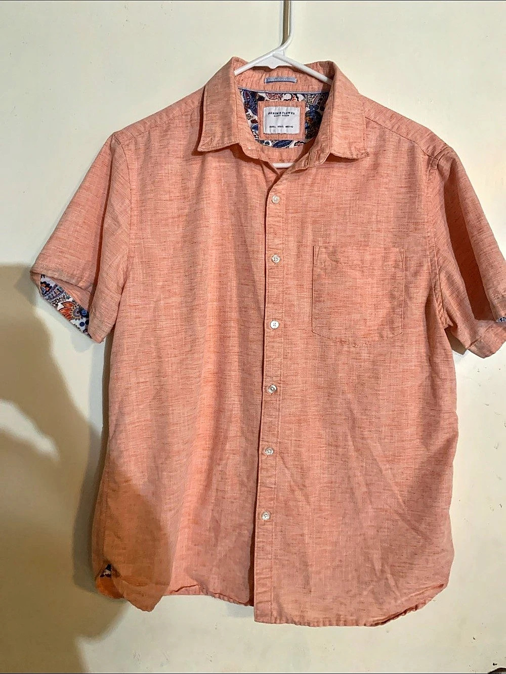 Denim & Flower Ricky Singh Short Sleeve Shirt in Pink Size Large